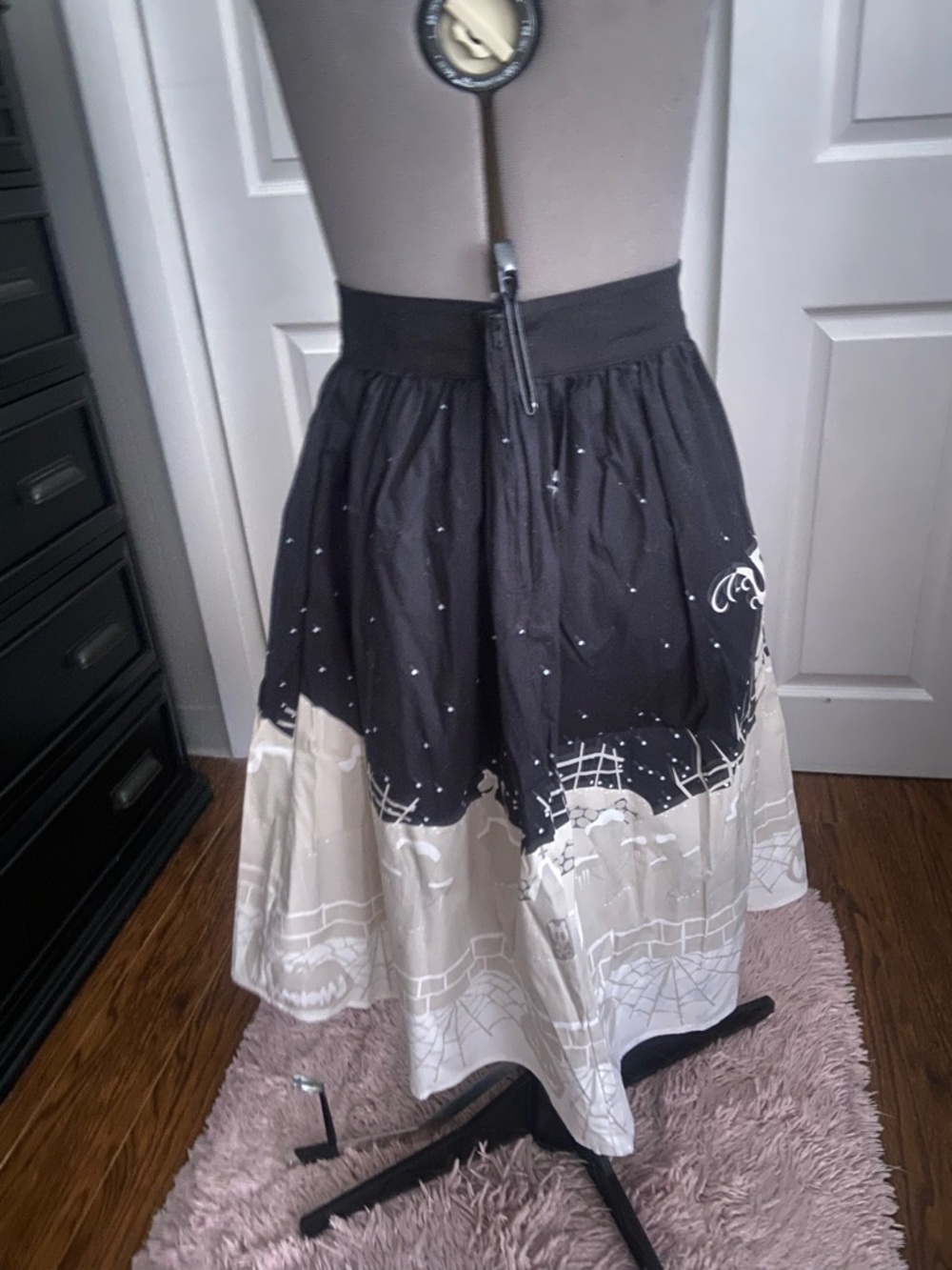 Disney Nightmare Before Christmas Black and Cream Midi Skirt